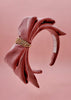 Rose Pink Triple Bow Velvet Headband