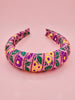 Pink Bohemian Floral Embroidery Padded Headband