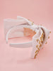 White Supersized Bow Headband with Rhinestone Embellishments