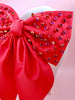 Supersized Red Satin Bow with Rhinestones